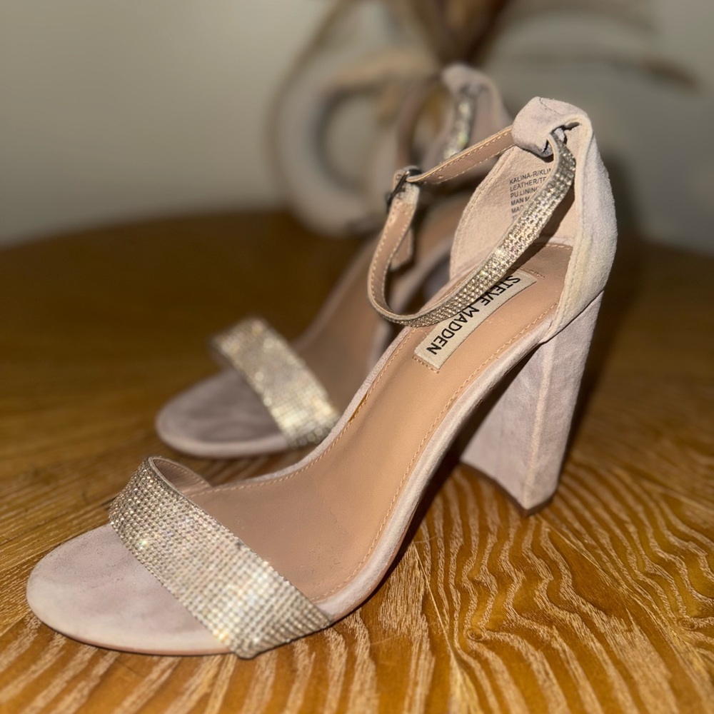 Steve Madden Nude and Gold Block Heel Sandals